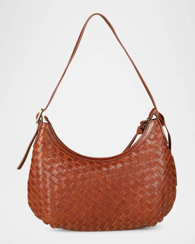 Alva Zip Woven Leather Hobo Bag